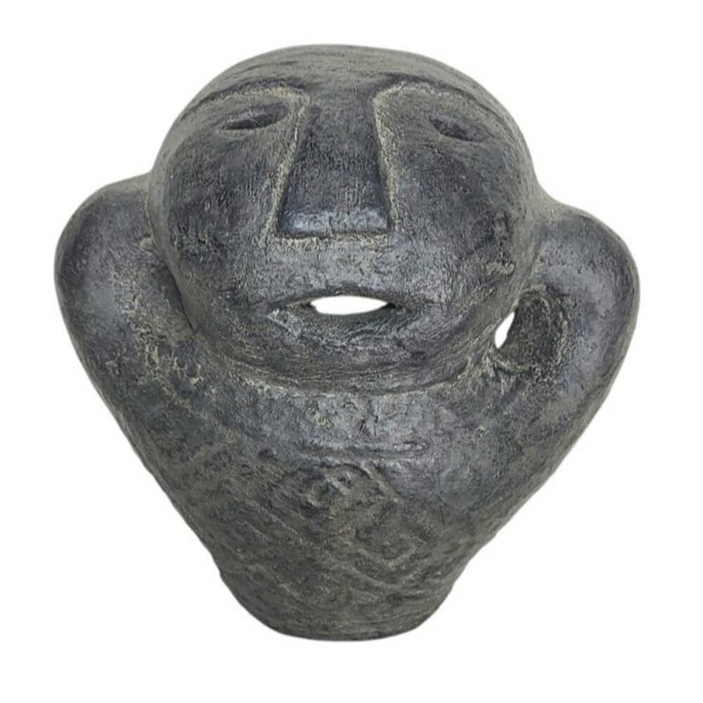 Antique Inuit Man Mask Hand Carved Indigenous Tribal Art Sculpture